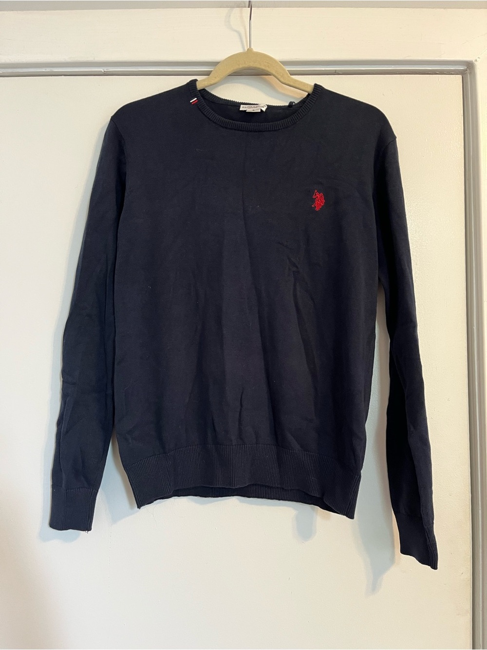 U.S. Polo Assn. Navy blue Crewneck Sweater with Red Polo logo small